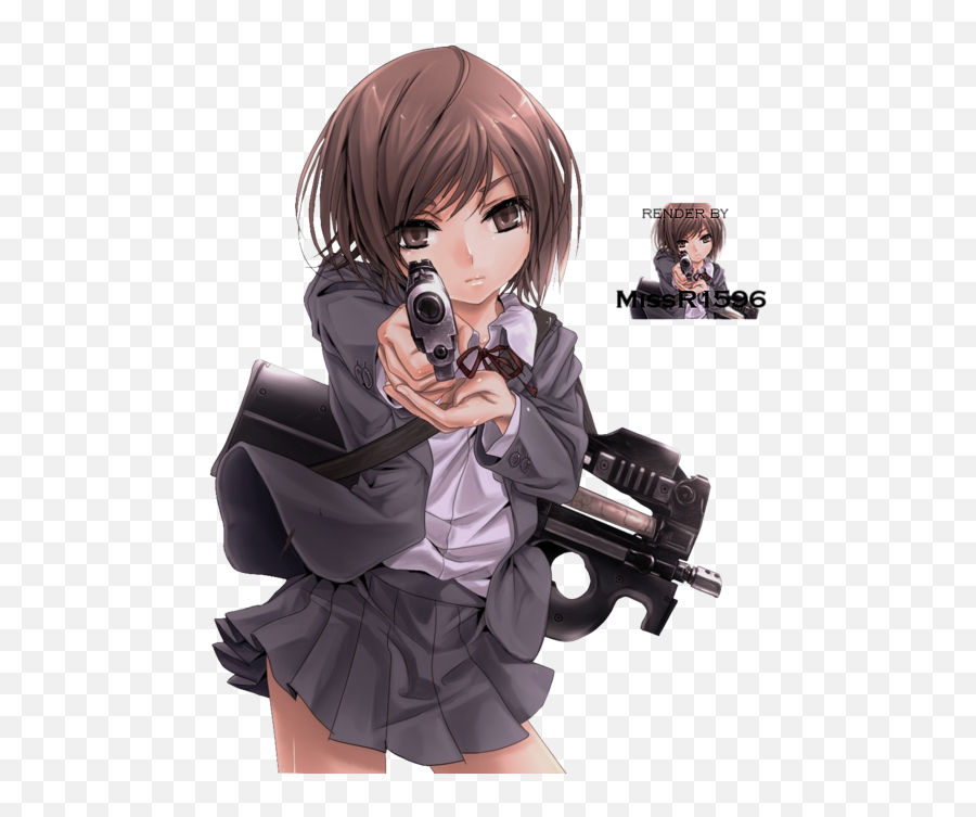 Anime Girl Holding Gun Png Image With - Anime Girl With Pistol,Holding Gun Png