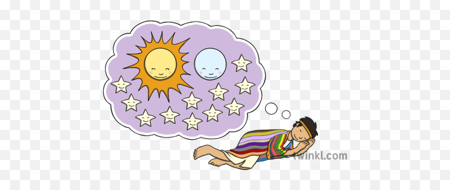 Joseph Dreaming About Bowing Sun Moon And Stars Illustration - Josephs Dream Stars And Moon Png,Moon And Stars Png