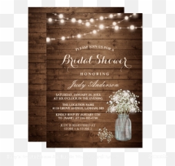 Rustic Wood Bridal Shower Card - Bridal Shower Invitation Rustic Png,Baby's Breath Png