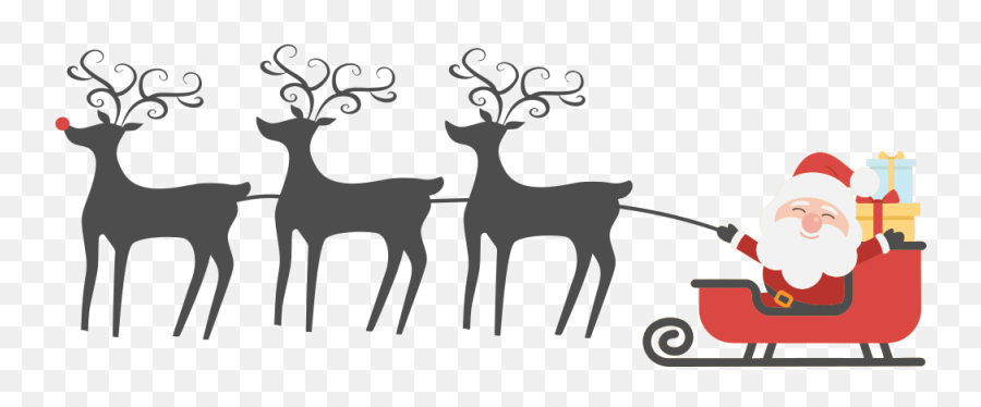 Download Hd Happy Santa Sleigh And Reindeer - Reindeer Santa Claus Png,Santa Sleigh Transparent Background