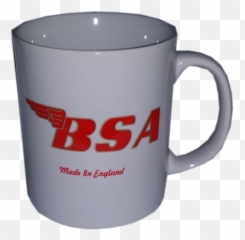 Bsa Logo Coffee Mug - White with Red and Silver Serveware png
