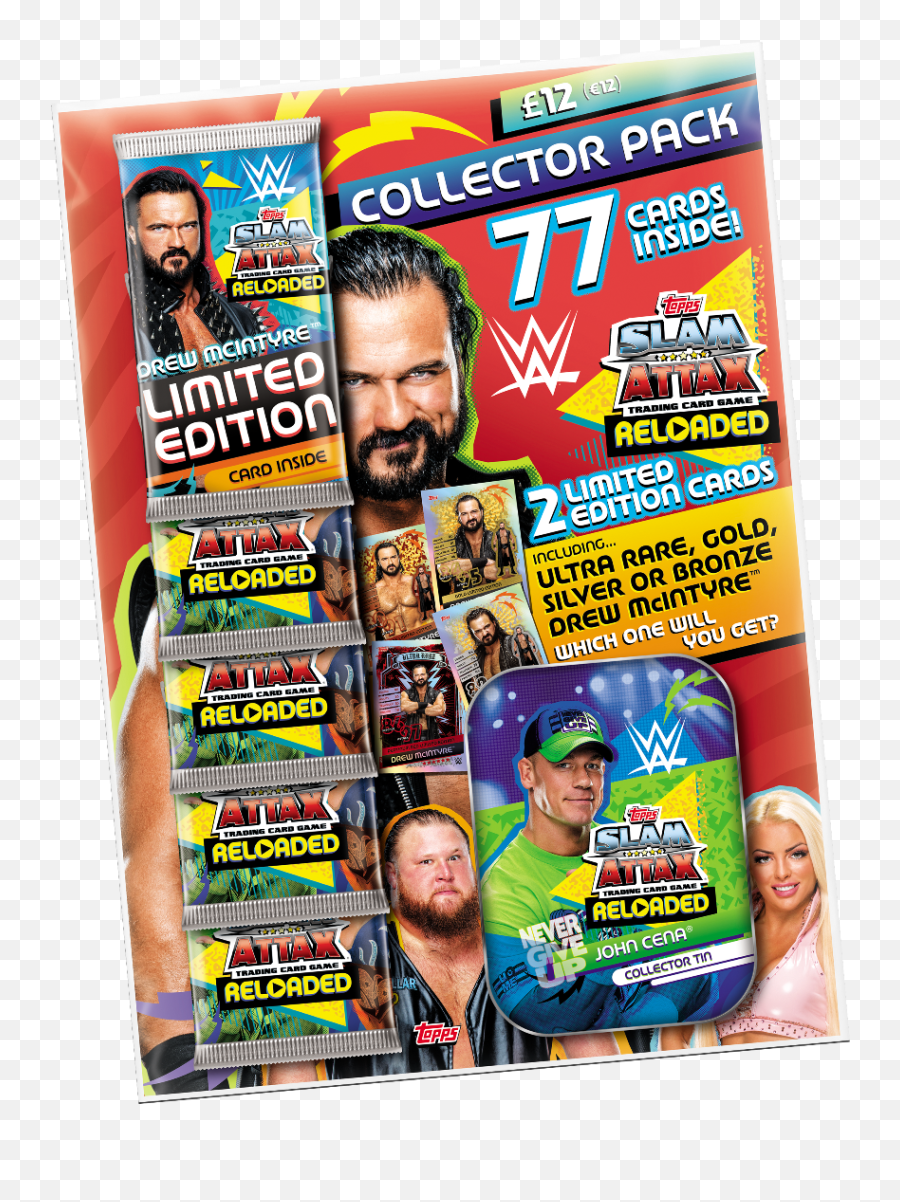 Wwe Slam Attax Reloaded 2020 - Collector Pack With Drew Mcintyre Limited Edition Card Plus John Cena Collector Tin Collector Pack Slam Attax Png,John Cena Transparent