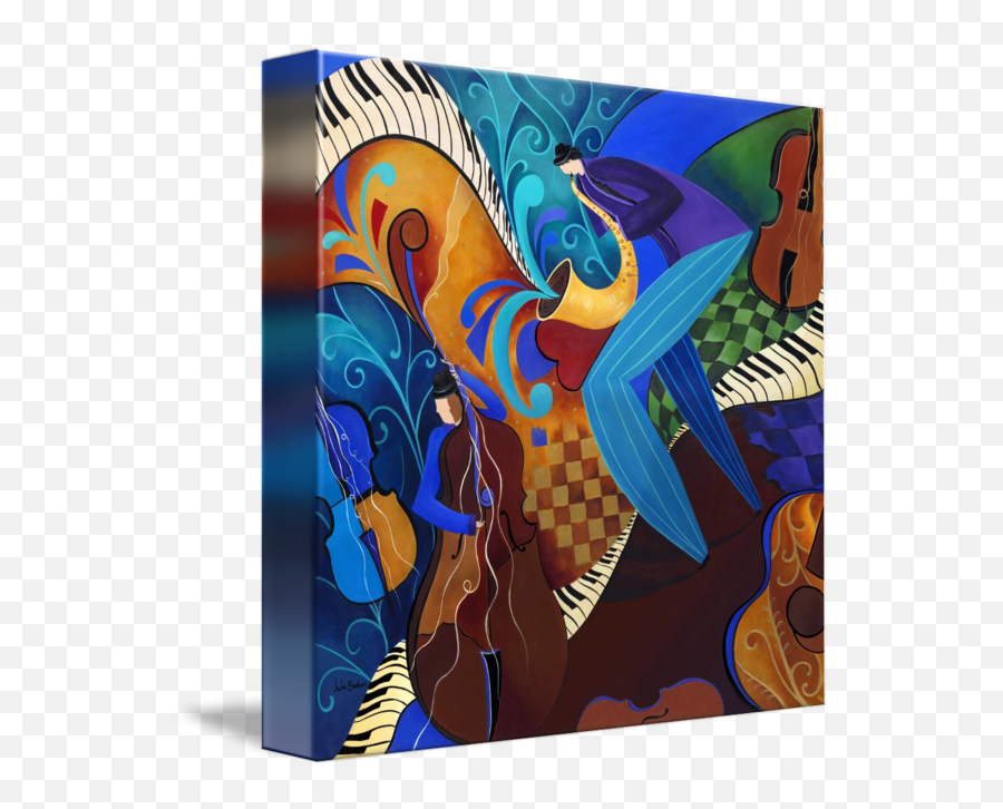Colorful Sax Player Jazz Blues Music Players By Julie Borden - Painting People Playing Sax Png,Modern Wood Twitter Icon 24x24 Png