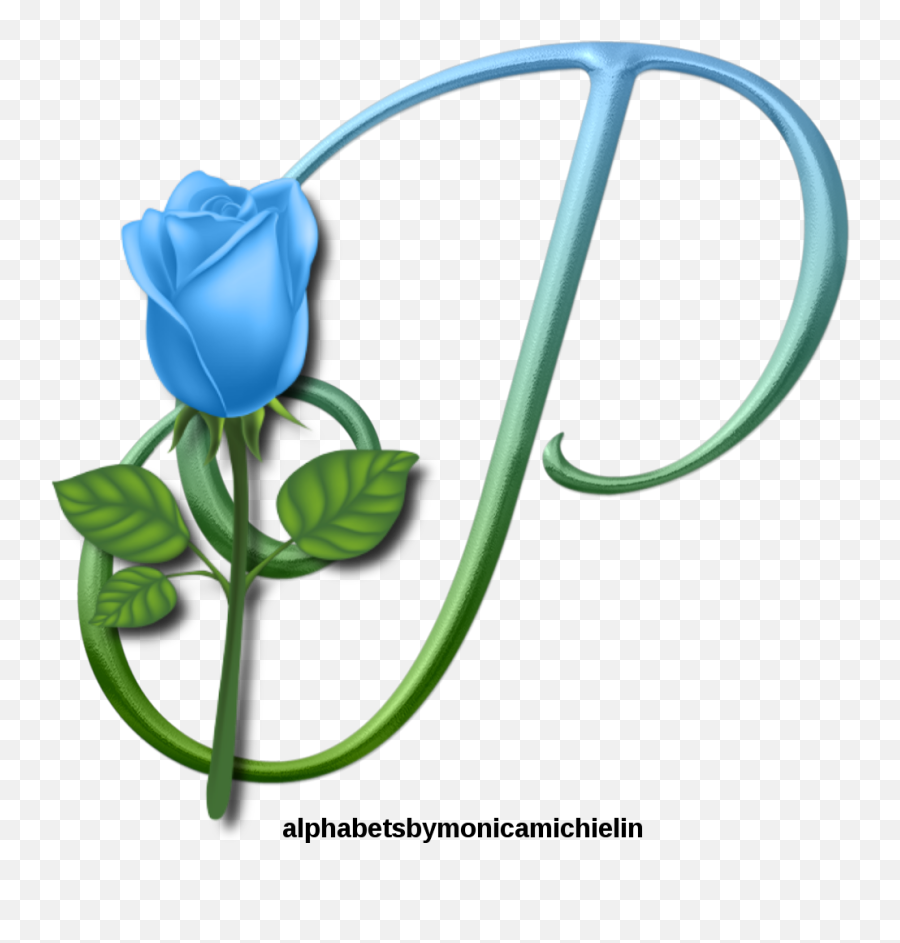 Monica Michielin Alfabetos Blue Bud Rose Alphabet Numbers - Flower Clipart Blue Rose Png,Blue Twitter Icon
