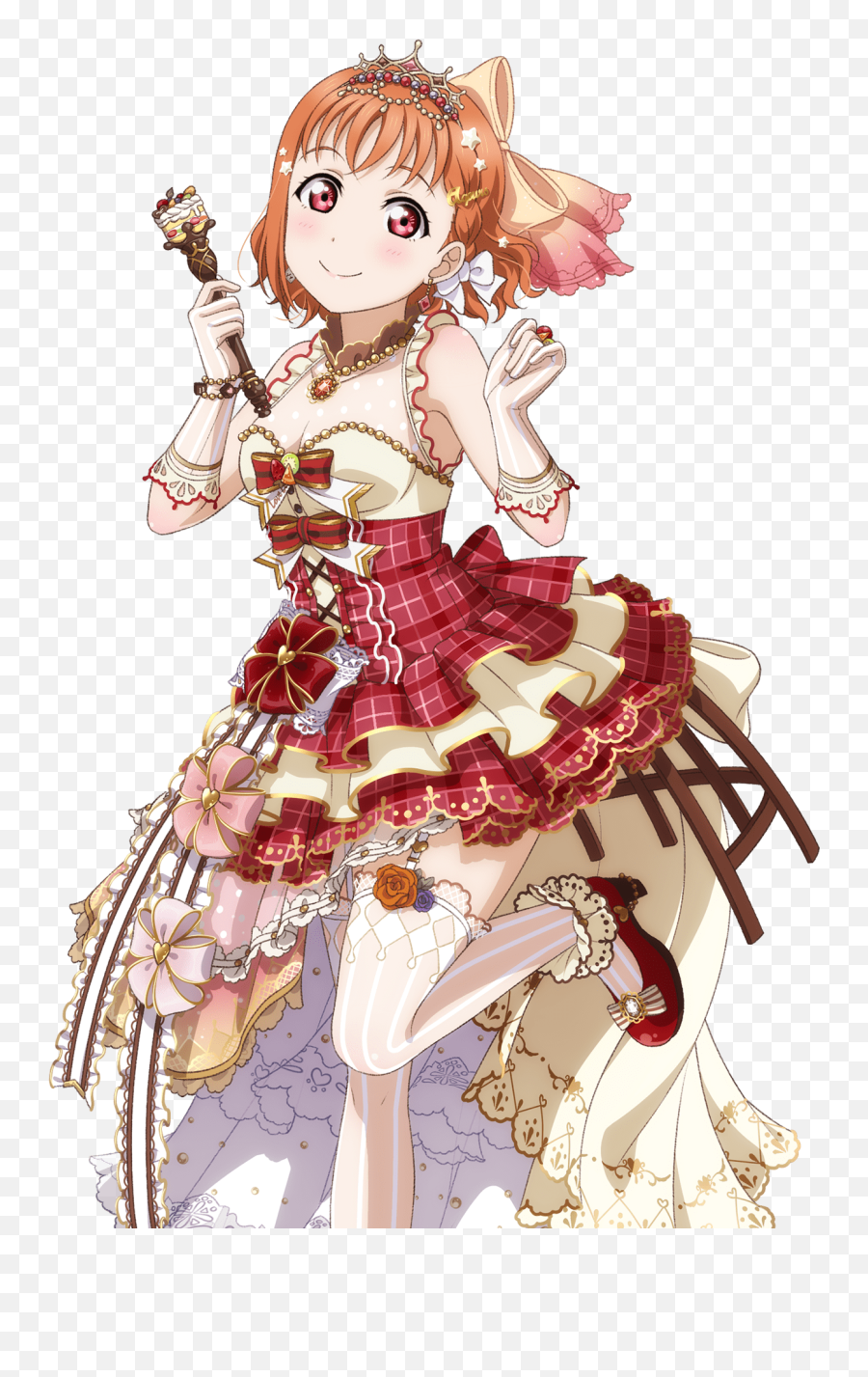 Love Live Sunshine Takami Chika Dress Heels Stockings - Chocolate Fountain Chika Png,Love Live Png