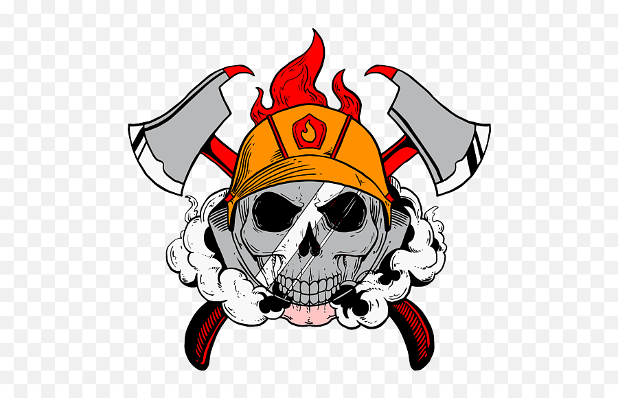 Skull Firefighter Fireman Greeting Card For Sale By - Scary Png,Icon Crossbones Helmet