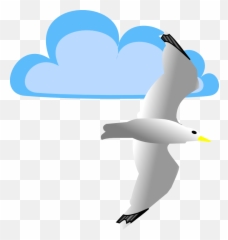 Seagull And Cloud Clip Art - Clip Art Png,Seagull Png