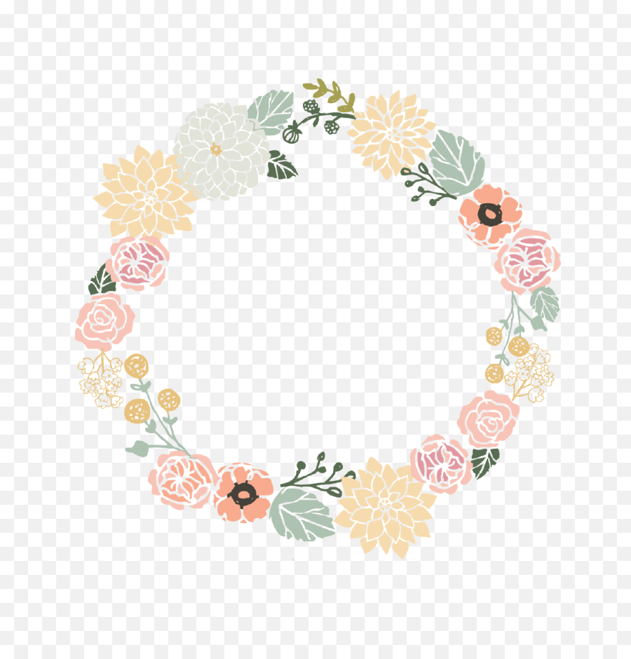 Painted Floral Wreath Clipart Wedding - Vintage Flower Frame Flower Vector Png,Wedding Vector Png