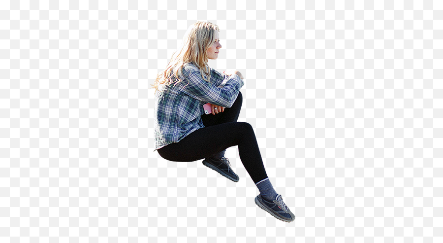 Cutout Image Of A Blonde Girl Sitting - Person Sitting Thinking Png,Person Thinking Png