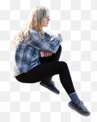 Cutout Image Of Blonde Girl Sitting Rock Sheu0027s - Person Sitting Thinking Png