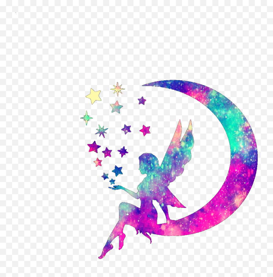 Download Free Png Ftedtickers Fairy Stars Moon Colorful - Fairy On Moon Drawing,Moon And Stars Png