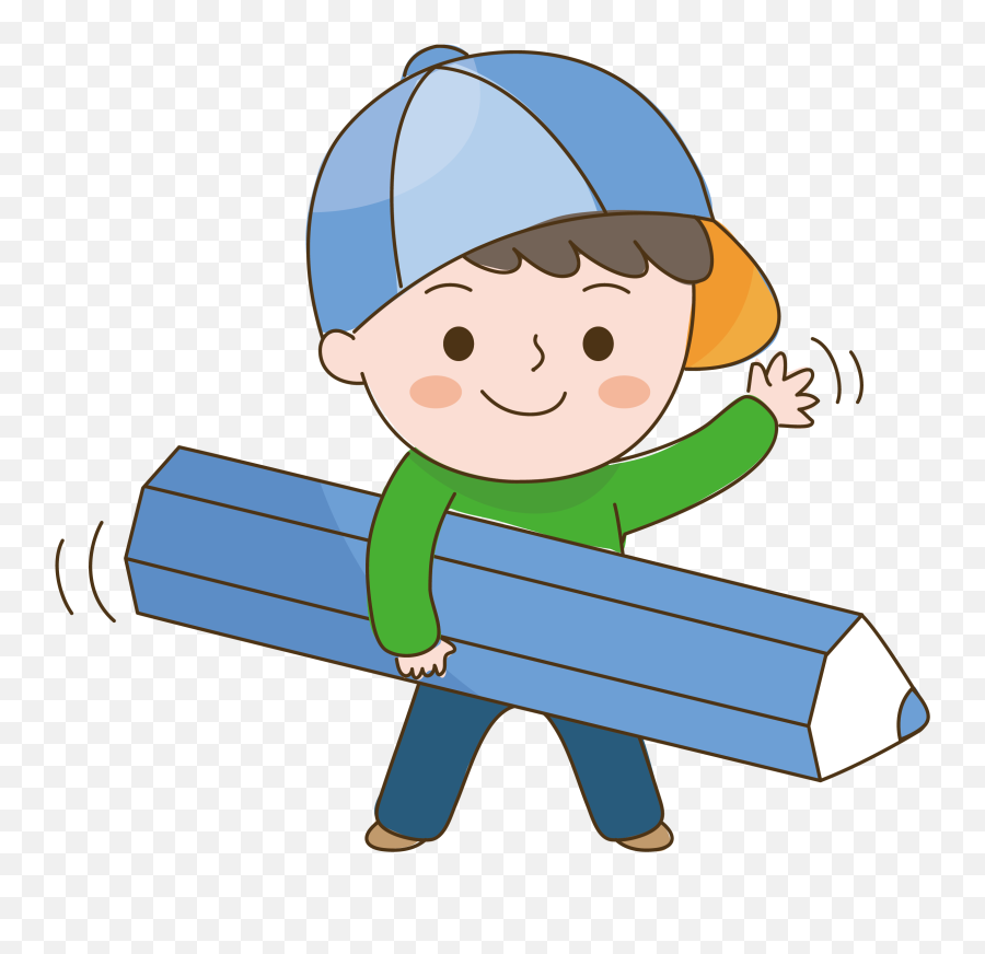 Pencils Drawing Boy - Child With Pencil Cartoon Png Boy With A Pencil,Cartoon Kid Png