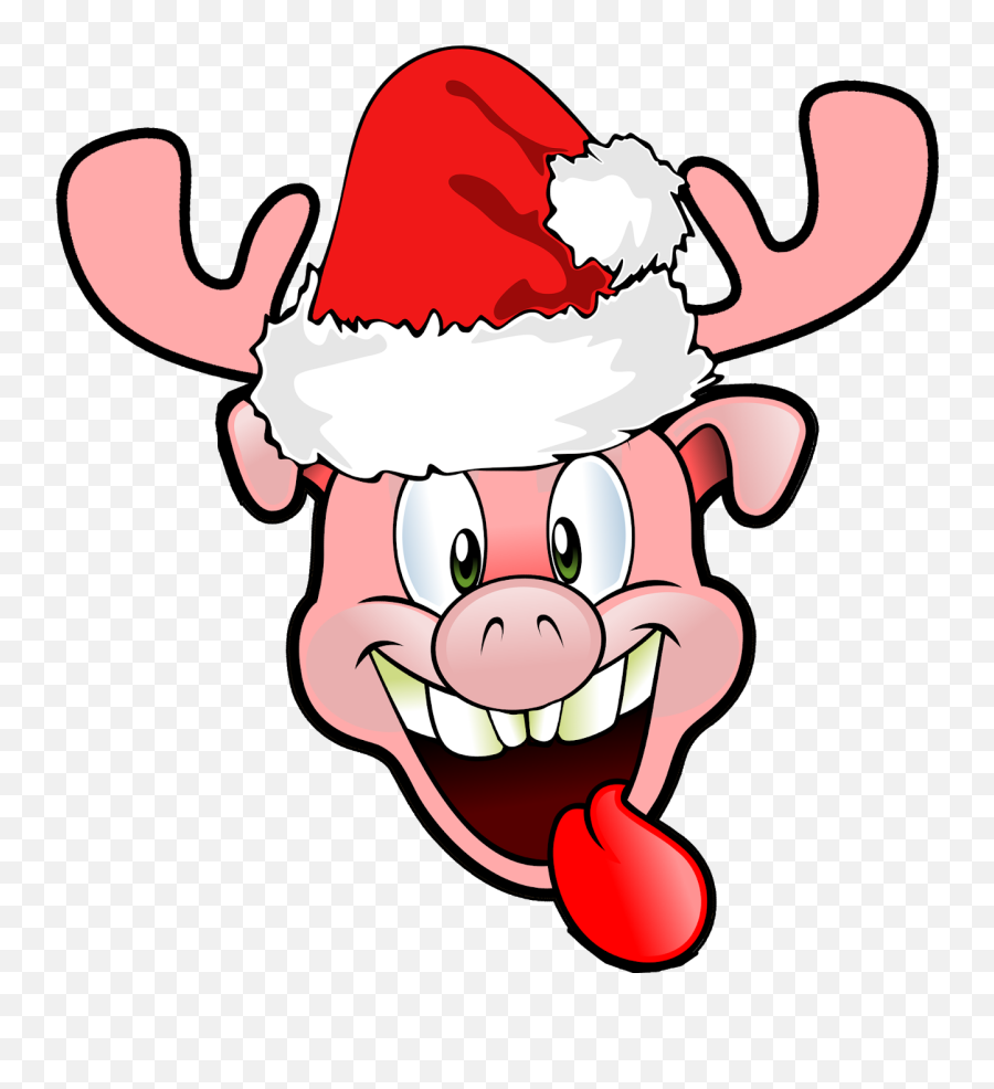 Funny Christmas Reindeer Pig Png Free No Copyright - Free Funny Logo No Copyright,Tshirts Png