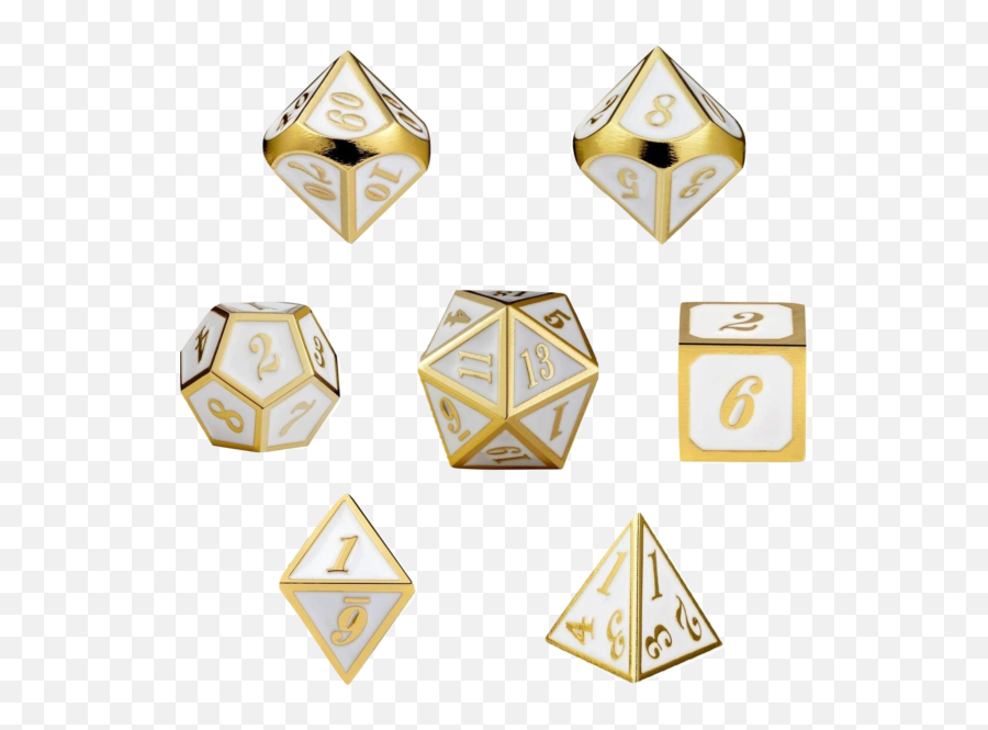 Plated Gold Polyhedral Metal Dice Set - Dungeons Dragons Png,Dnd Dice Png