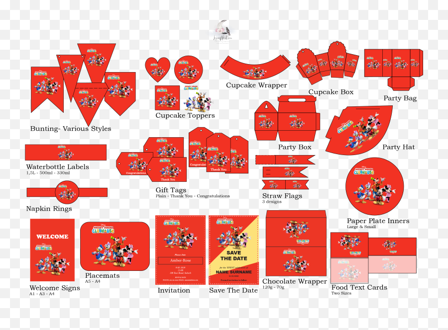 Party Decor Printable Set - Mickey Mouse Clubhouse Graphics Png,Mickey Mouse Clubhouse Png