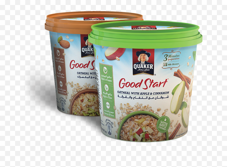 Good Start Oatmeal Pots With Apple And Cinnamon U2013 Quaker Arabia - Quaker Oats Company Png,Oatmeal Png