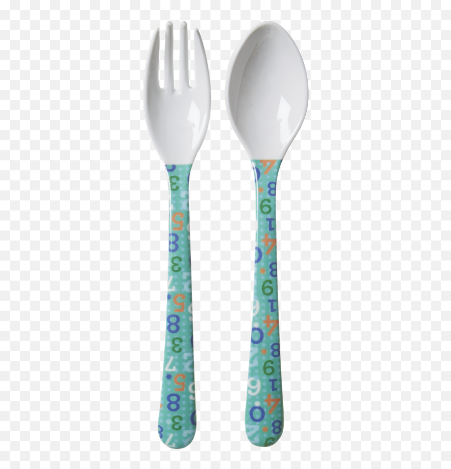 Kids Melamine Cutlery Fork U0026 Spoon Set Retro Number Print Rice Dk - Knife Png,Spoon And Fork Png