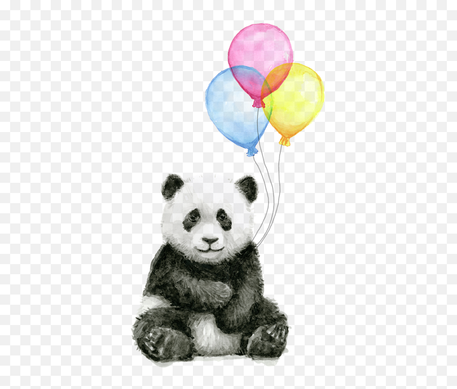 Baby Panda Watercolor With Balloons Womenu0027s V - Neck Baby Panda Watercolor Png,Panda Transparent