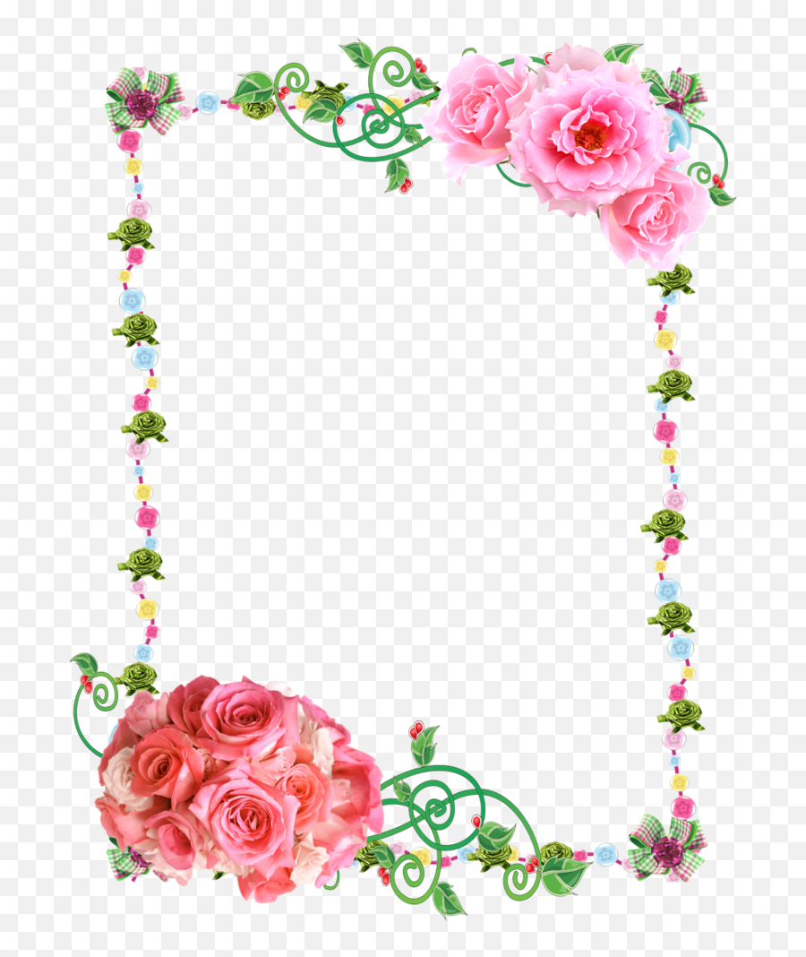 Clipart Frames Pink Rose - Rose Flower Frame Png,Pink Rose Transparent
