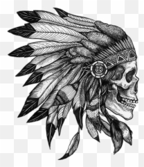 Skull Native Americannative Sticker - Indian Head Tattoo png
