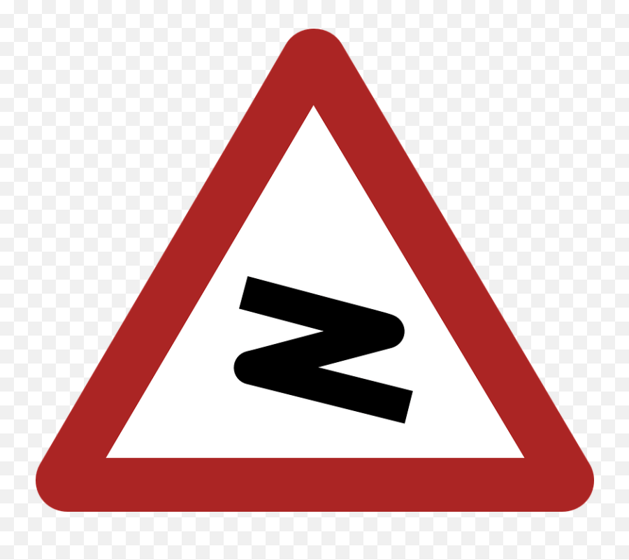 Dangerous Bend Warning Road Sign - Dangerous Left Bend Sign Png,Warning Sign Transparent