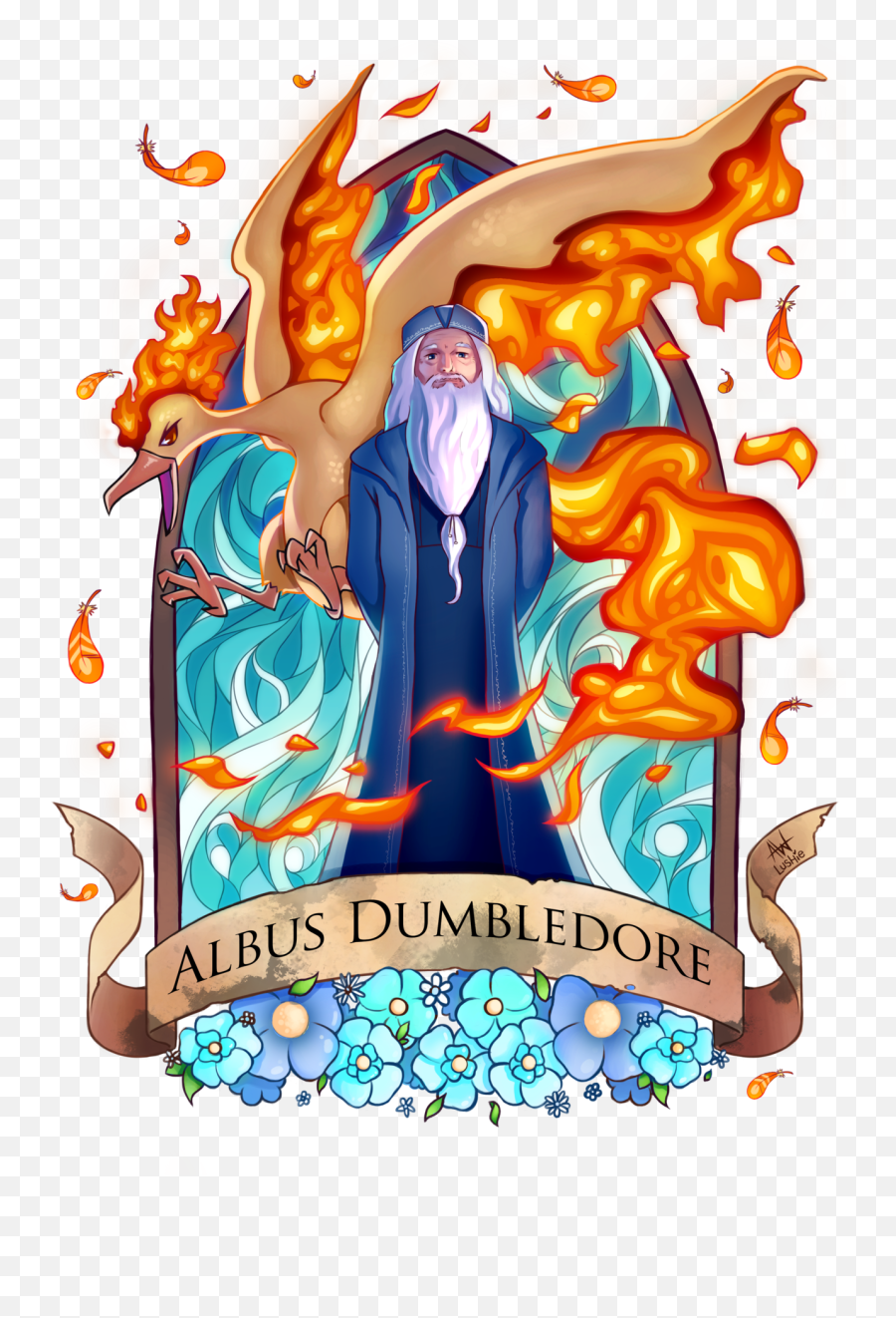 Lushieu0027s Art U2014 Pottermon Albus Dumbledore He Has Moltres As - Albus Dumbledore T Shirt Png,Dumbledore Png