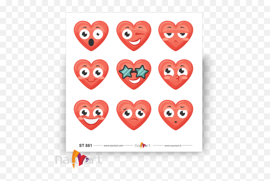 Smiley Emoji Hearts Model 8 Set Of 9 Stickers - Heart Png,Smiley Emoji Png