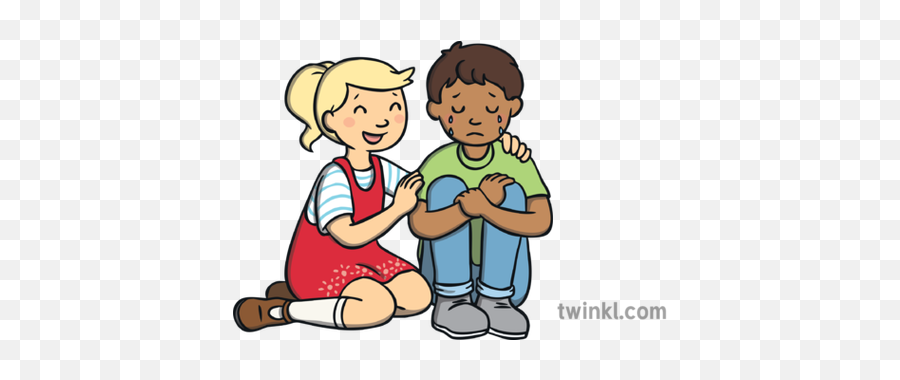 Girl Comforting Crying Boy Children Emotions Cry Tears Ks1 - Cartoon Png, Crying Tears Png - free transparent png images 