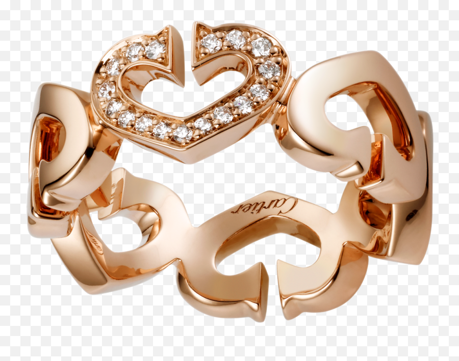 Download Hd Hearts And Symbols Ringpink Gold Diamonds - Cartier Hearts And Symbols Ring Png,Gold Hearts Png