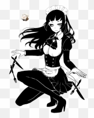 Download Anime Girl - Black And White Transparent Png