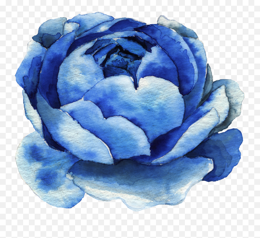 Blue Watercolor Flower Png - Blue Watercolor Flower Clipart Png,Blue Rose Png