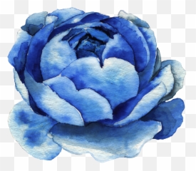 Blue Watercolor Flower Png - Blue Watercolor Flower Clipart Png,Blue Rose Png
