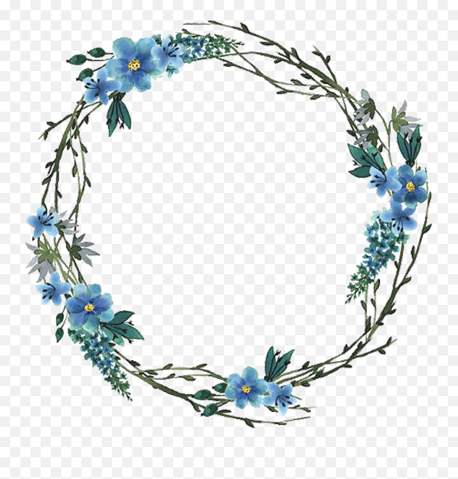Blue Watercolor Wreath Png - Blue Floral Wreath Watercolour,Watercolor Wreath Png
