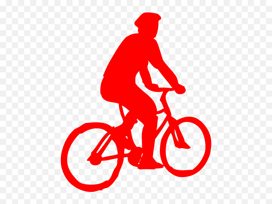 Cyclist Icon Red Clip Art - Vector Clip Art People Cycling Silhouette Png,Bicyclist Png
