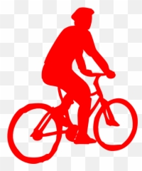 Cyclist Icon Red Clip Art - Vector Clip Art People Cycling Silhouette Png,Bicyclist Png