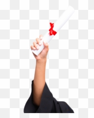 Download A Graduates Arm Holding Up Their Newly Acquired - Diploma png