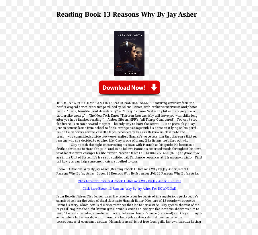 Reading Book 13 Reasons Why - Screenshot Png,13 Reasons Why Png