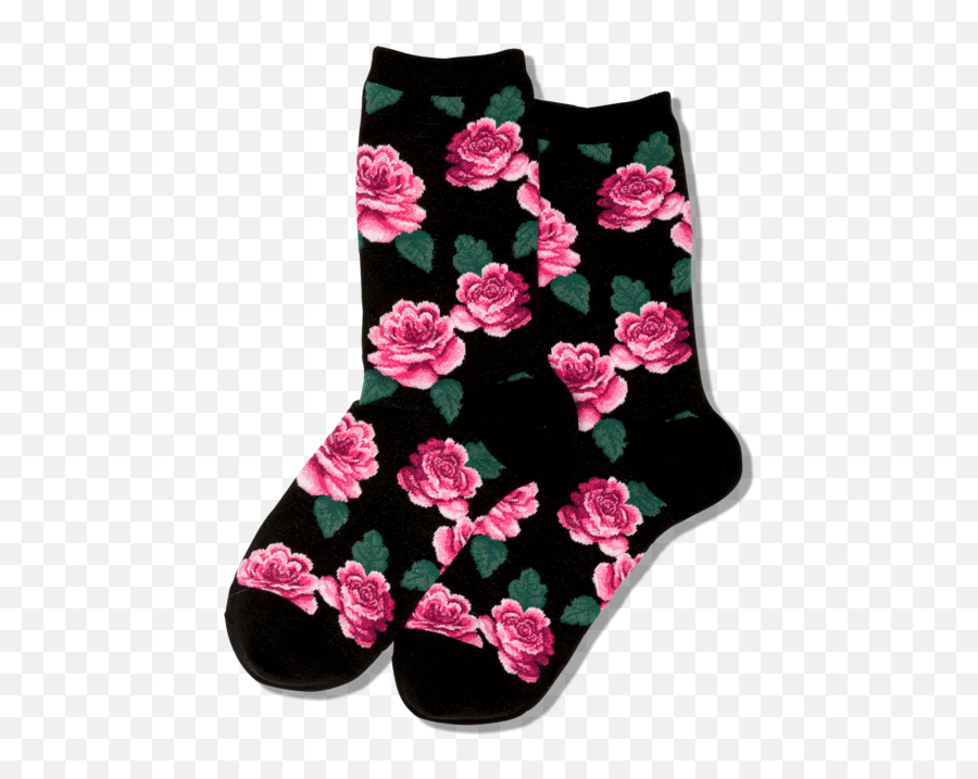 Womens Rose Print Crew Socks U2013 Hotsox - Hotsox Png,Rose Emoji Png