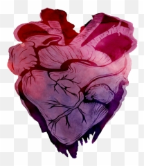 Purple Watercolor Heart Png - Real