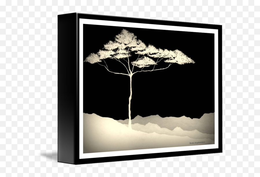Tree Mountains Silhouette Bw Border By Denise Angelle - Tree Png,Mountains Silhouette Png