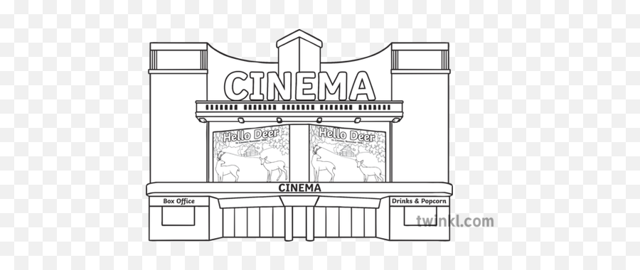 Cinema With Deer Movie Posters Building Entertainment Films - Cinema Building Colouring Png,Paramount Movie Posters Icon
