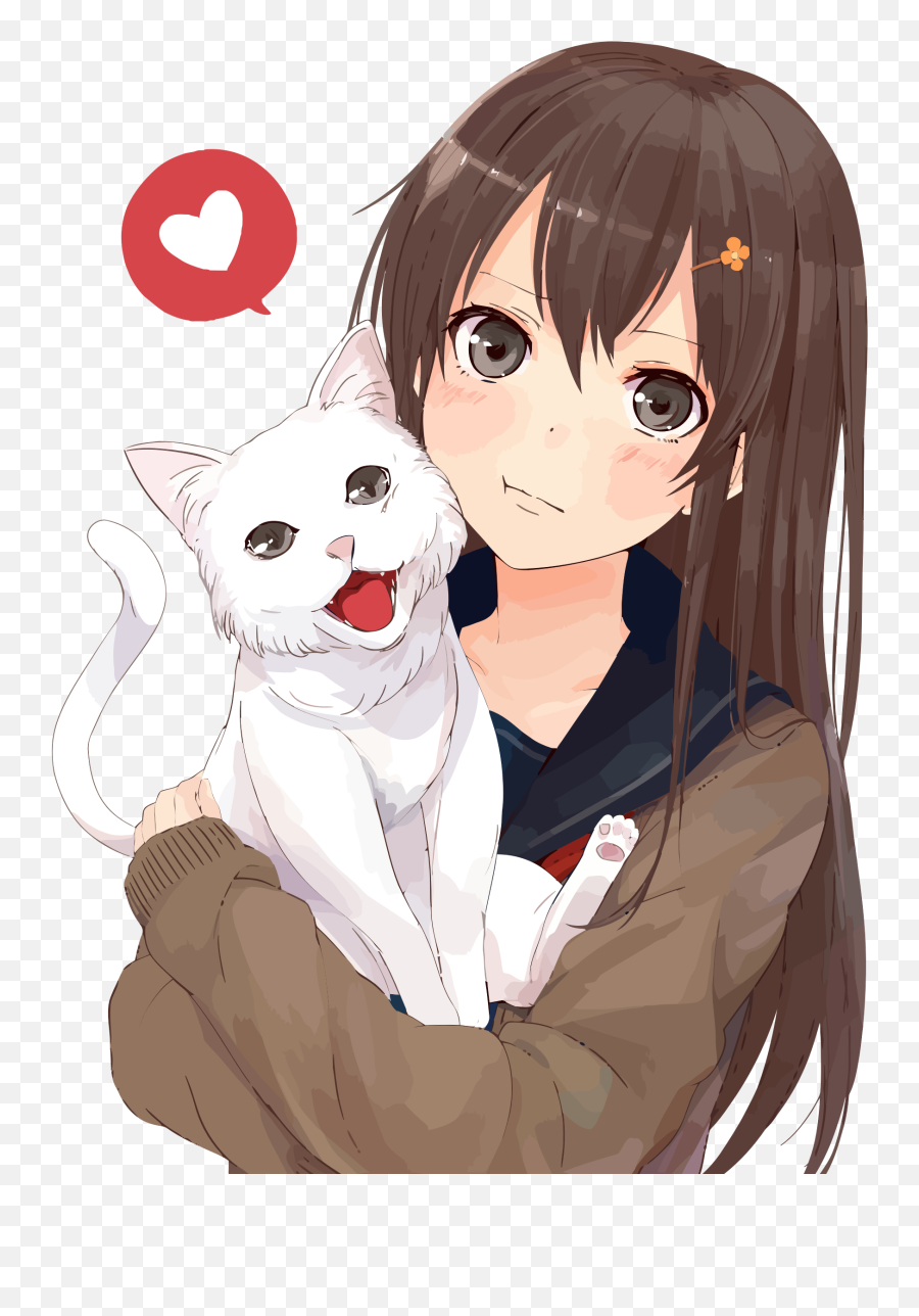 Anime Png Girl - Anime Girl Clipart Cat Anime Girl With Anime Girls And Cat,Cute Anime Png