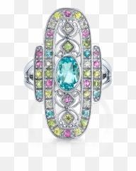 Download Antique Pastel Rainbow Cocktail Ring - Diamond Png Diamond,Ring Transparent Background