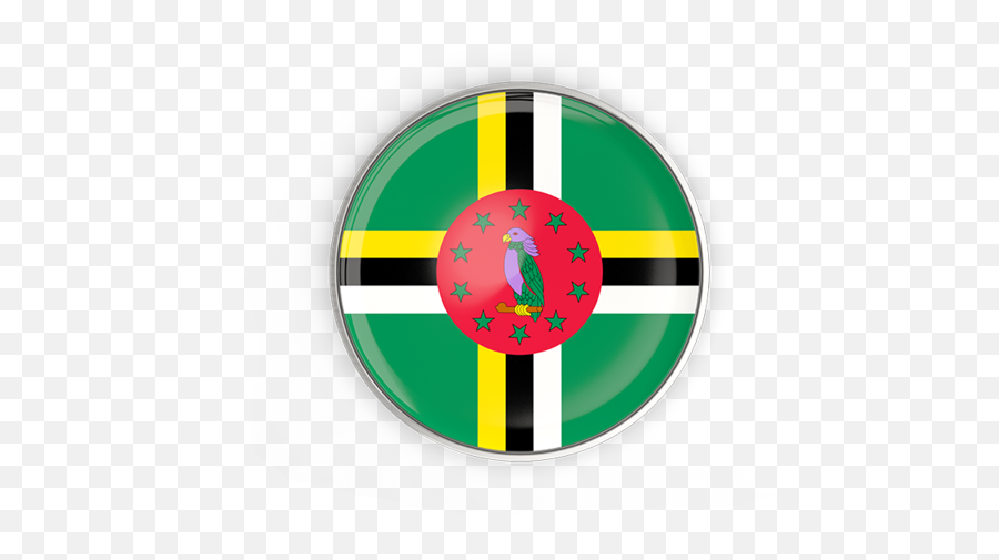 Round Button With Metal Frame Illustration Of Flag Dominica - Dominica Flag Png,Metal Frame Png