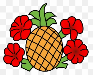 Pineapple Flowers Red - Fruits Clip Art Black And White Png,Pineapple Clipart Png