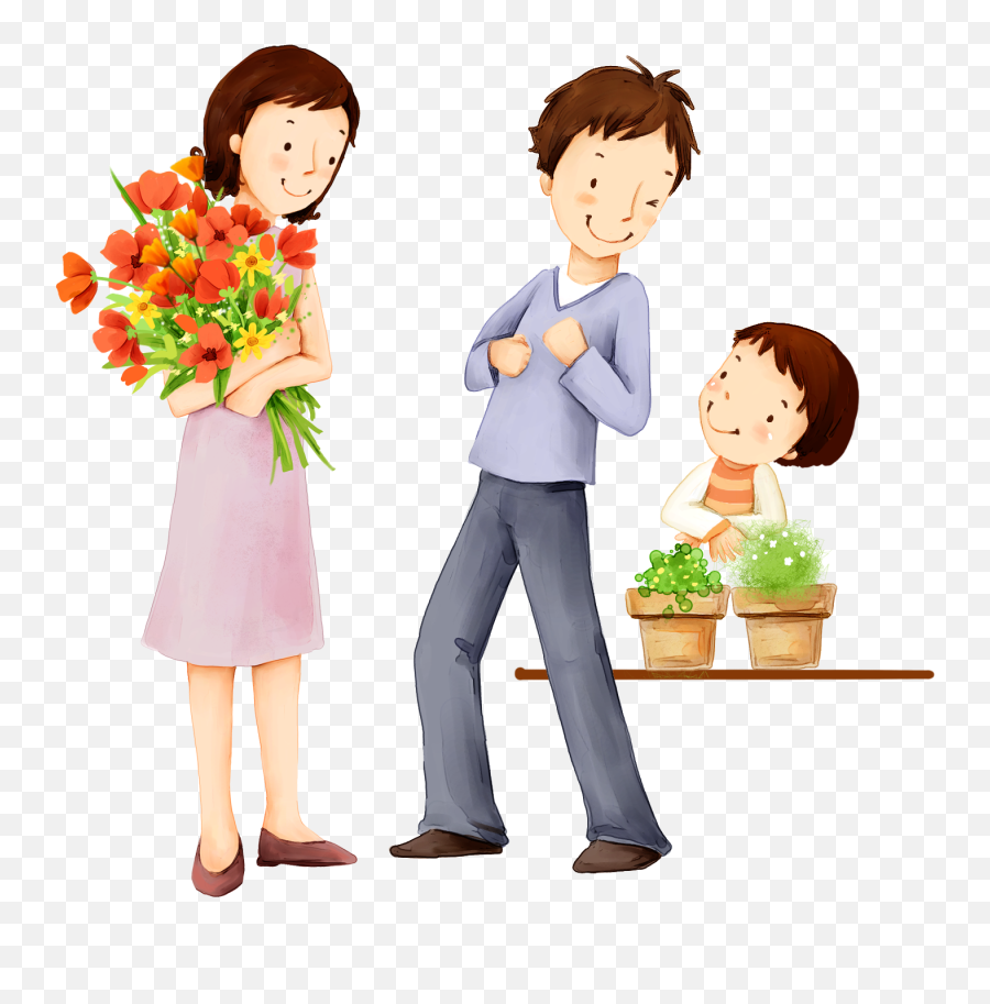 Download Family Happiness Child Cartoon Illustration - Una Familia Feliz Animada Png,Family Emoji Png