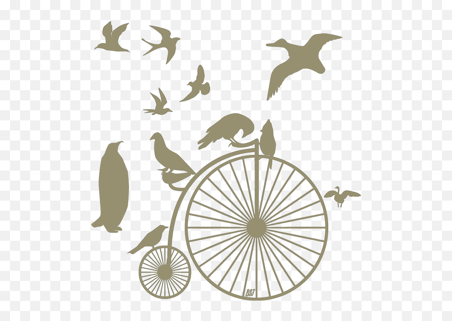 Dude The Birds Are Flocking Tan Transparent Background Kids T - Shirt Drawing Penny Farthing Bicycle Png,Birds Transparent Background