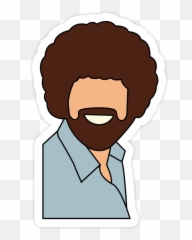 Bob Ross Sticker - Clipart Bob Ross Cartoon Png,Bob Ross Png