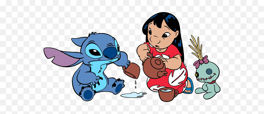 Download Stitch Lilo Having Tea - Cartoon Lilo And Stitch Scrump Png,Lilo Png