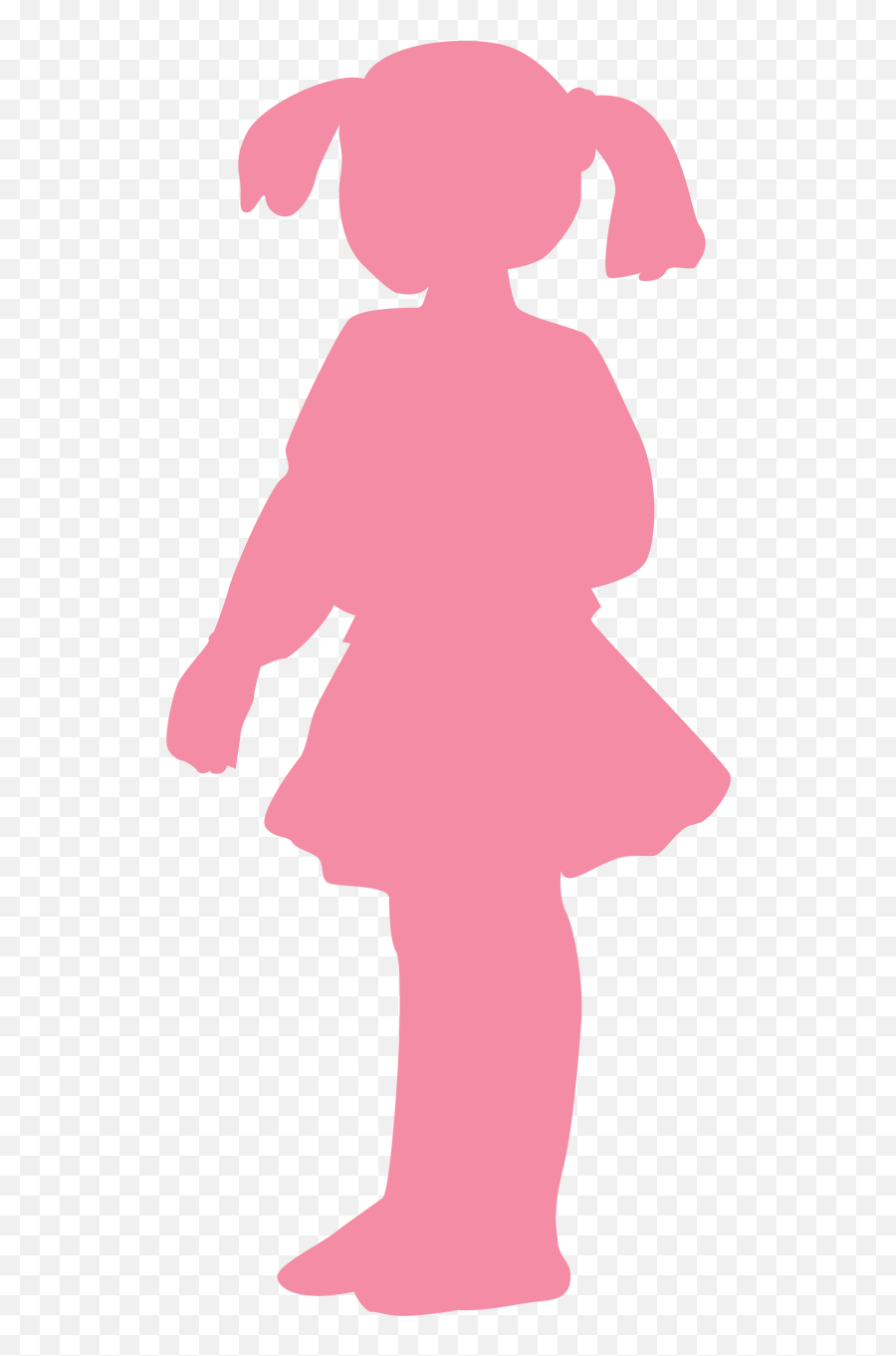 Download Hd Girl Silhouette - Pink Girl Silhouette Png Little Girl With Pigtails Silhouette,Girl Silhouette Png